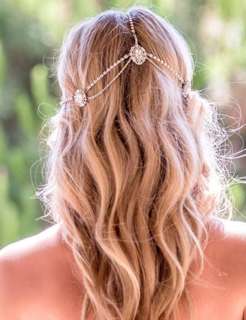 Missgrace Women Dainty Bohemian Rhinestones Head Chain Hair Accessories for Bridal - Image 2